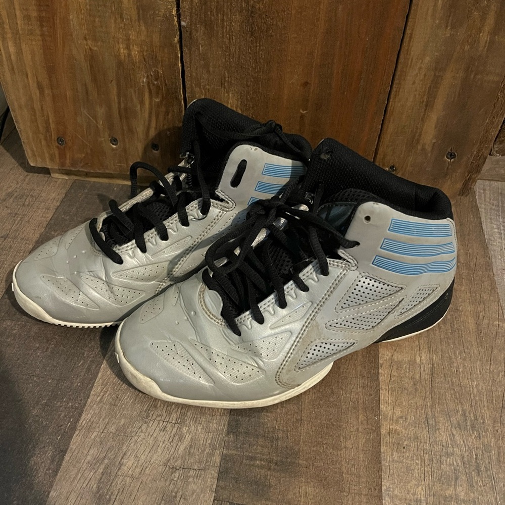 Gray and Blue High-Top Sneakers